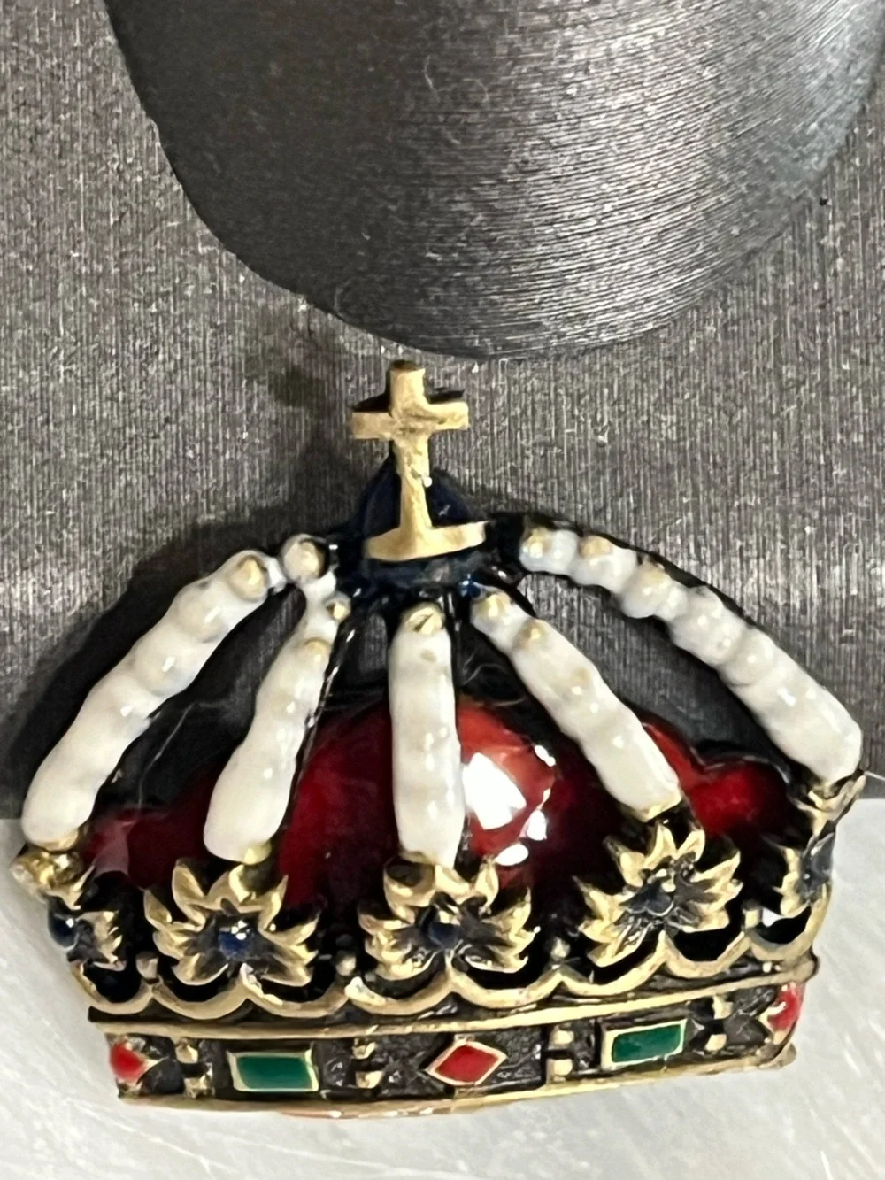 Enamel Crown Brooch